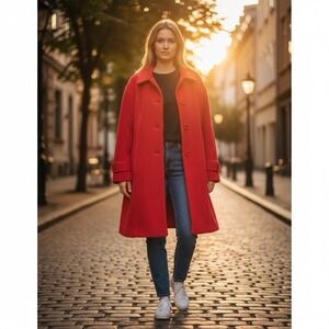 Womans Roamans Fleece Coat‎ XL Red Button Front Soft